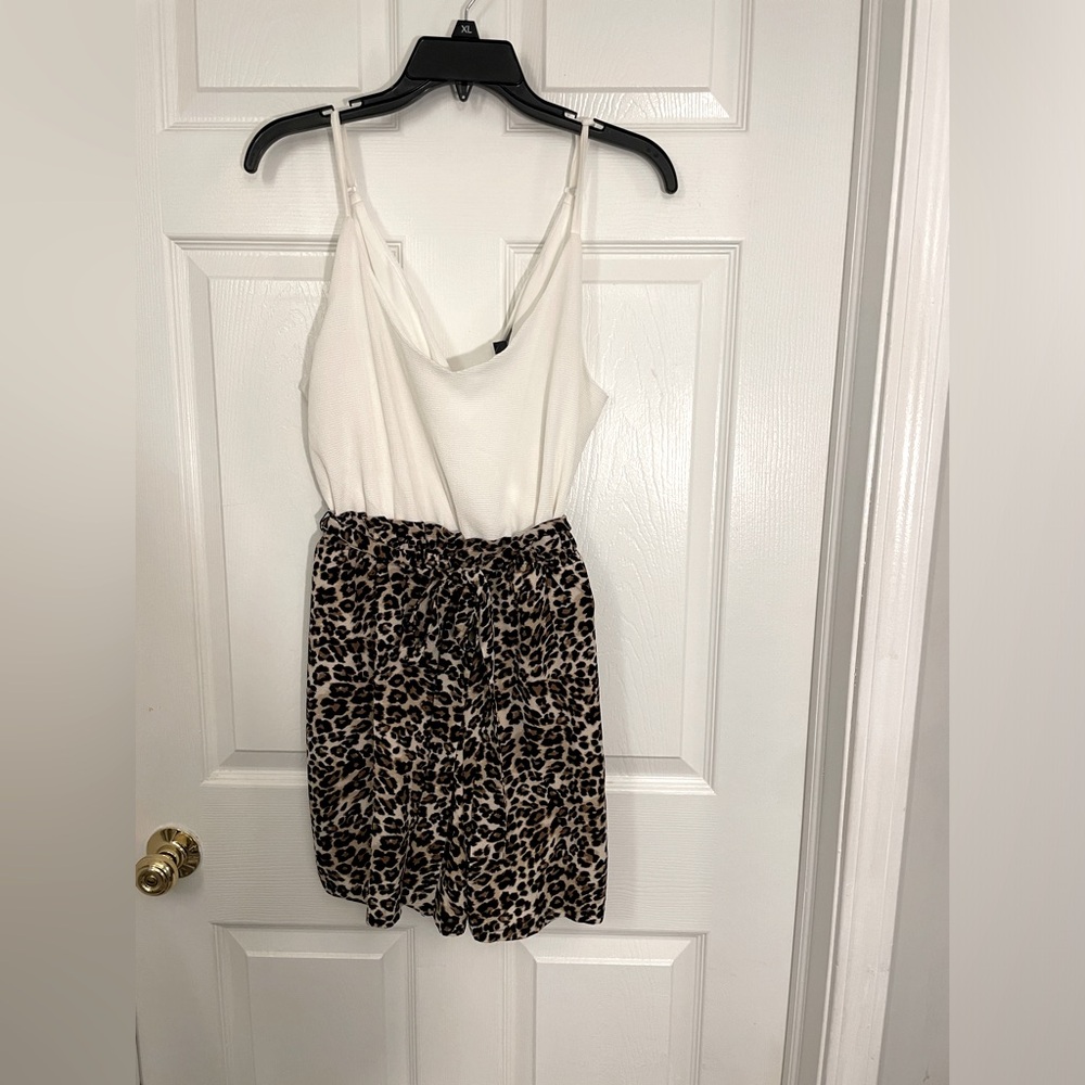 Lily Rose XL White/Leopard Romper Short Set. Make An Offer